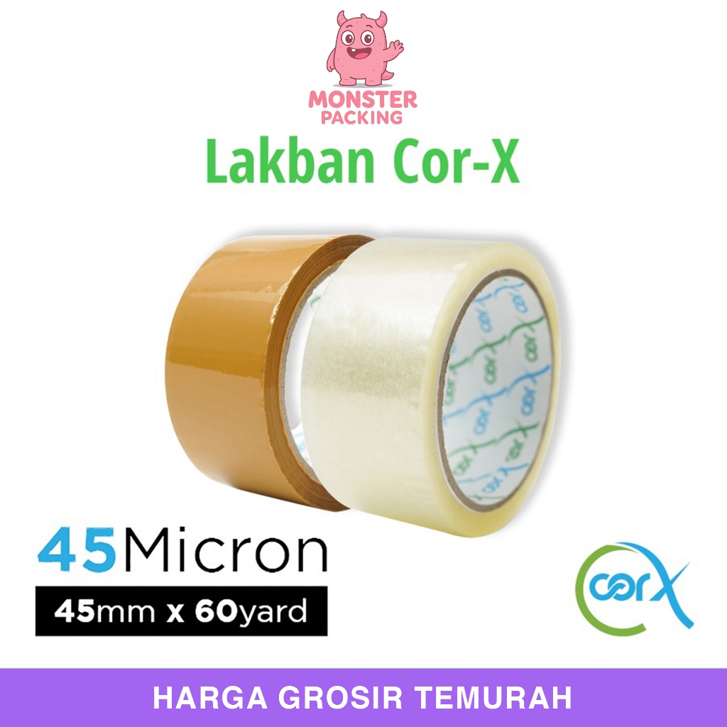 

Lakban 45mm x 60yard CorX Plakban isolasi OPP Tape TERMURAH