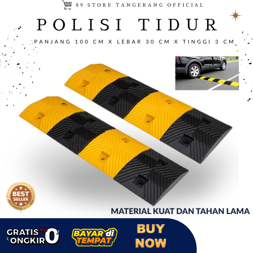 POLISI TIDUR JALAN RAYA RUBBER SPEED HUMP / POLISI TIDUR PANJANG 100 CM / RUBBER POLISI TIDUR COD