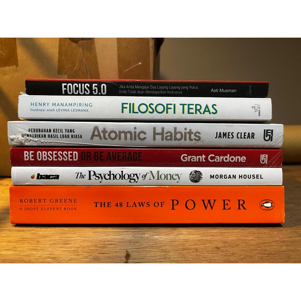 SECOND Jual Paket 6 Buku Focus 5.0 Filosofi Teras Atomic Habits Be obsessed Psychology of money 48 l