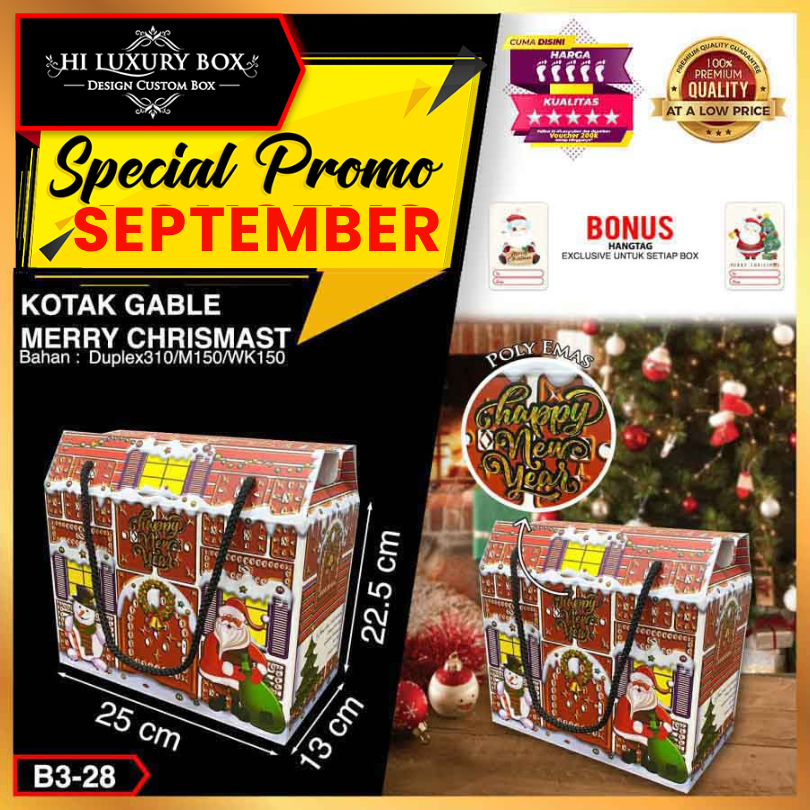 

Kotak Natal|Gable Box|Box Hampers|Dus Serbaguna|Packaging Natal|B3-28