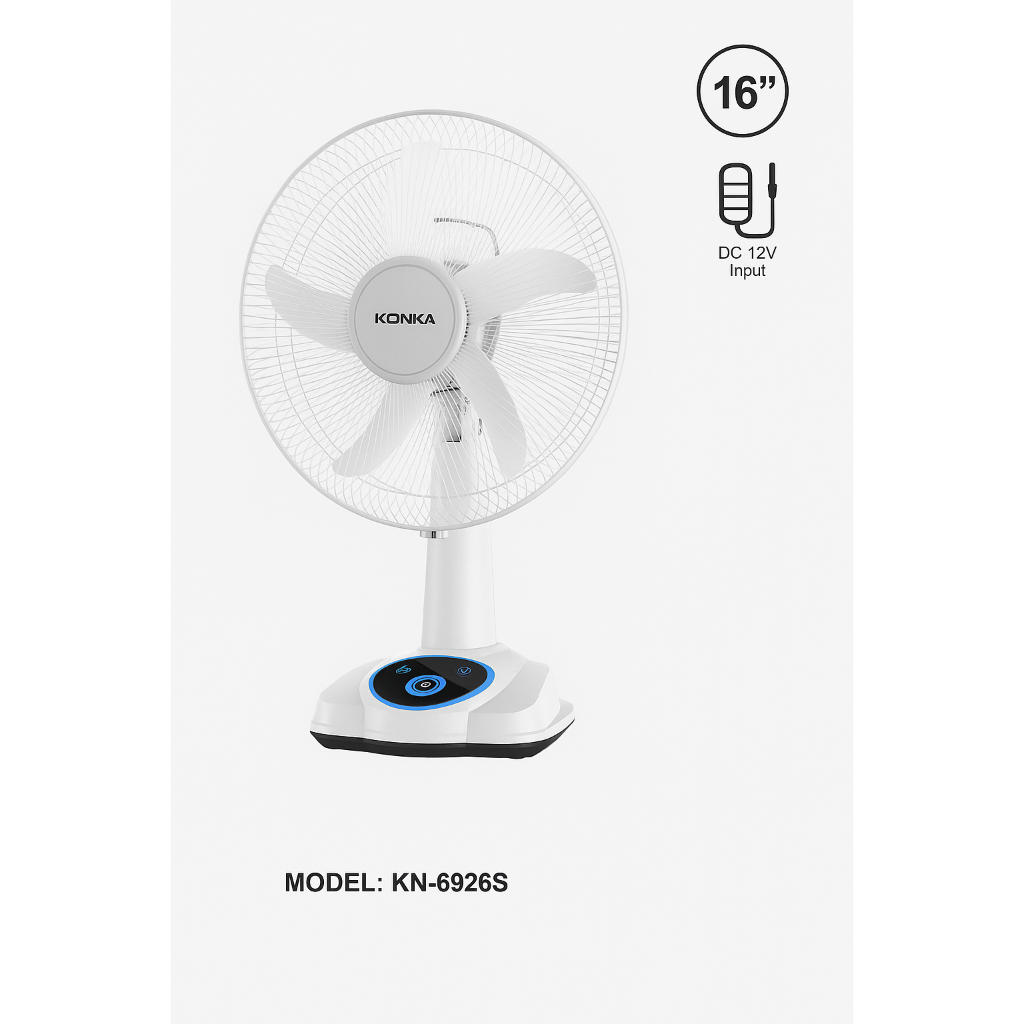 Kipas Angin Rechargeable KONKA 16 Inch Biru Putih Warna Cakep Murah Meriah Pengiriman Cepat