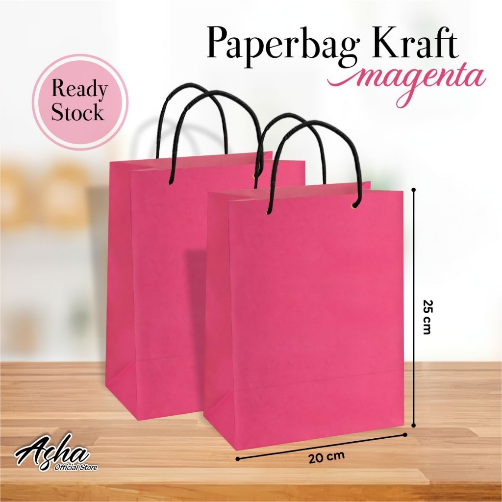 

PAPER BAG COKLAT POLOS WARNA MAGENTA READY STOCK SATUAN - TAS SOUVENIR PERNIKAHAN BAHAN KRAFT MURAH