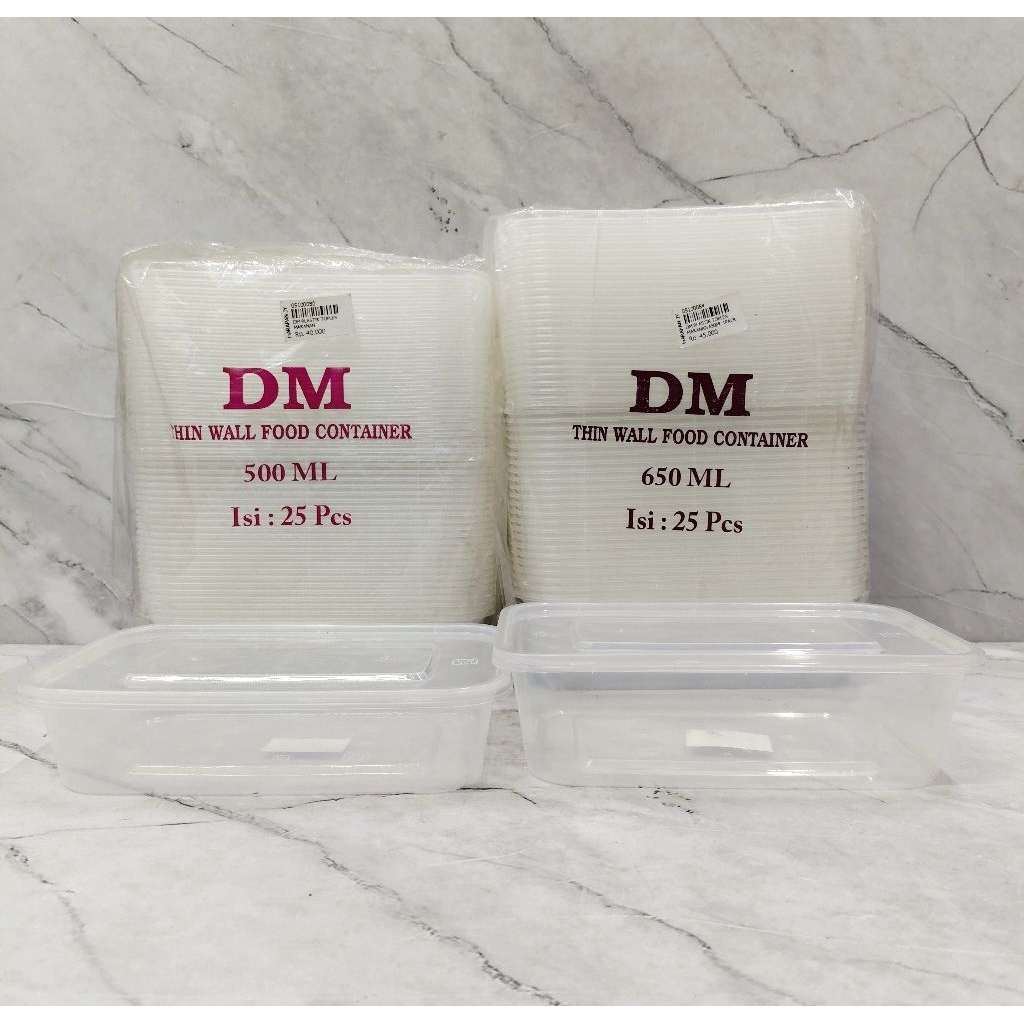 KOTAK MAKANAN DM 1 PACK ISI 25 PCS / TEMPAT MAKANAN PLASTIK / KOTAK MAKAN SEKALI PAKAI - DM
