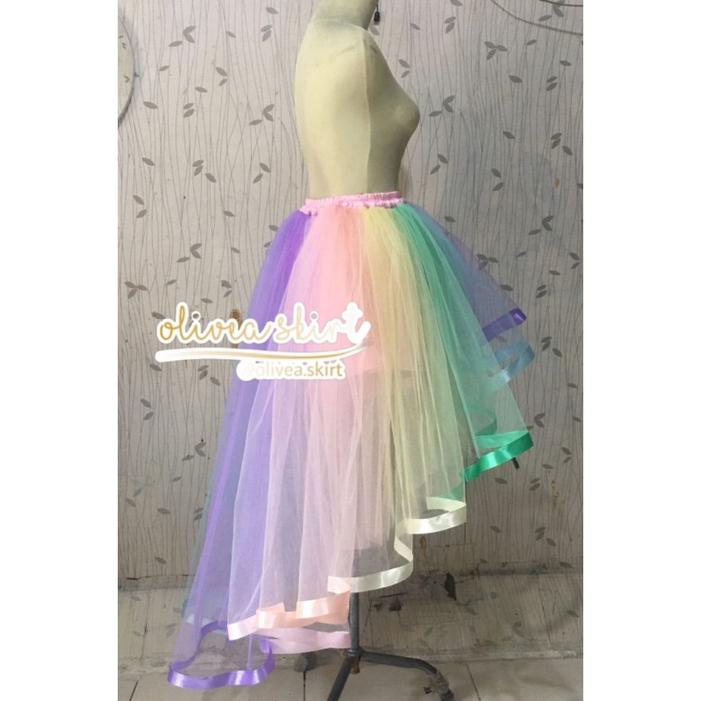 ROK TUTU EKOR WARNA PELANGI / HIGH AND LOW SKIRT RAINBOW / ROK TUTU ANAK / ROK TUTU DEWASA