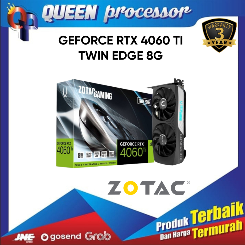 VGA ZOTAC GEFORCE RTX 4060 Ti TWIN EDGE BLACK 8GB GDDR6 - RTX 4060TI