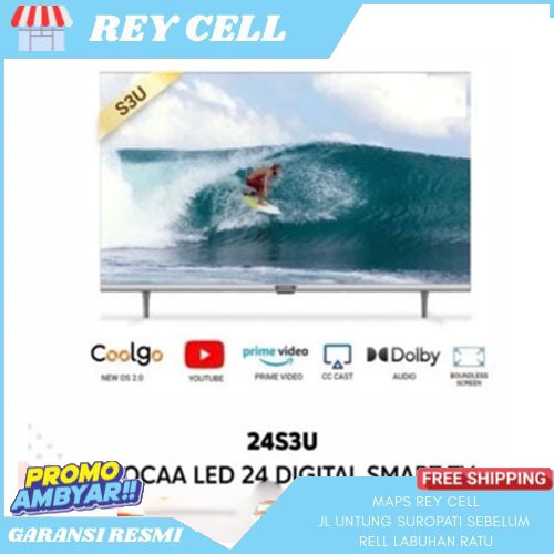 Coocaa 24 inch digital smart tv bisa yutub (model : Coocaa 24S3U)