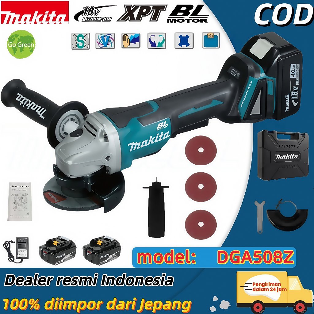 {Garansi lokal di Indonesia}Makita 18V DGA508Z Cordless Angle Grinder MakitaCordless Grinder MakitaC