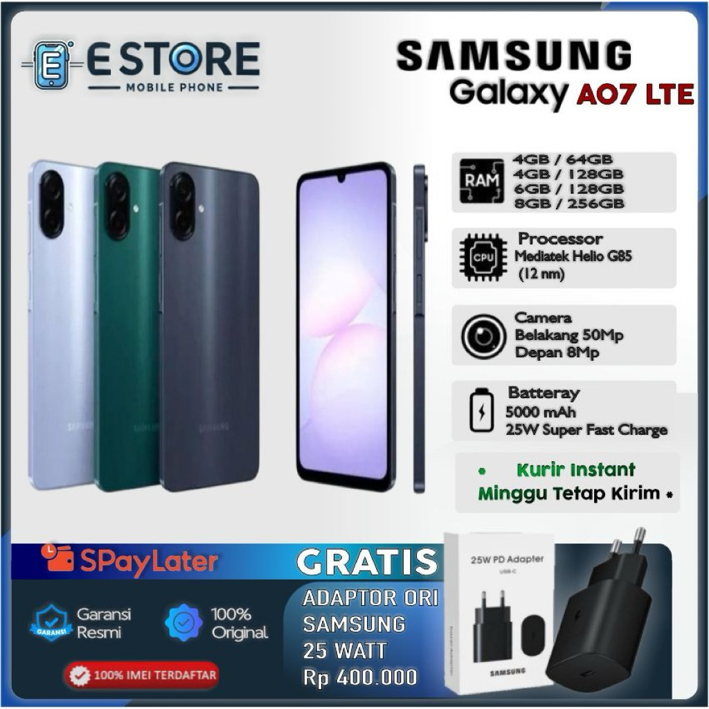 Samsung Galaxy A07 [4/64GB] [4/128GB] [6/128GB] - Camera 50MP, Helio G99 Garansi Resmi Samsung Sein