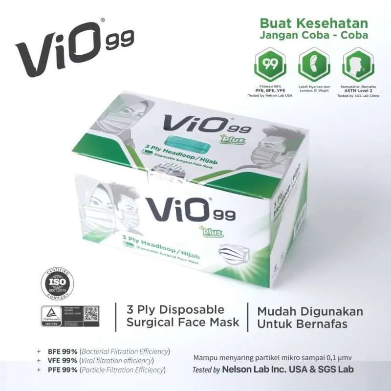 (PAK) Vio Masker Hijab 3ply isi 50pcs Masker Medis / bgoodmasker