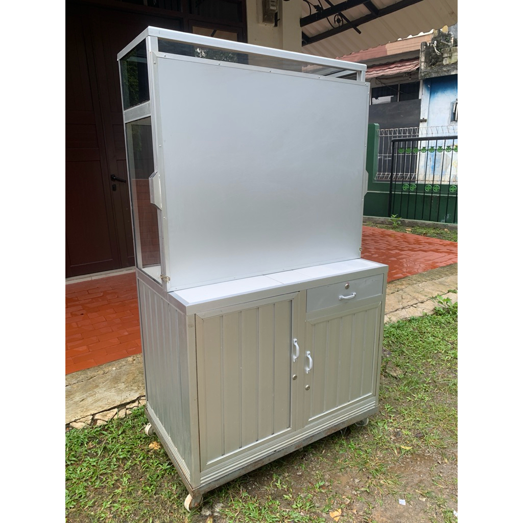 etalase gerobak alumunium bekas 100cm