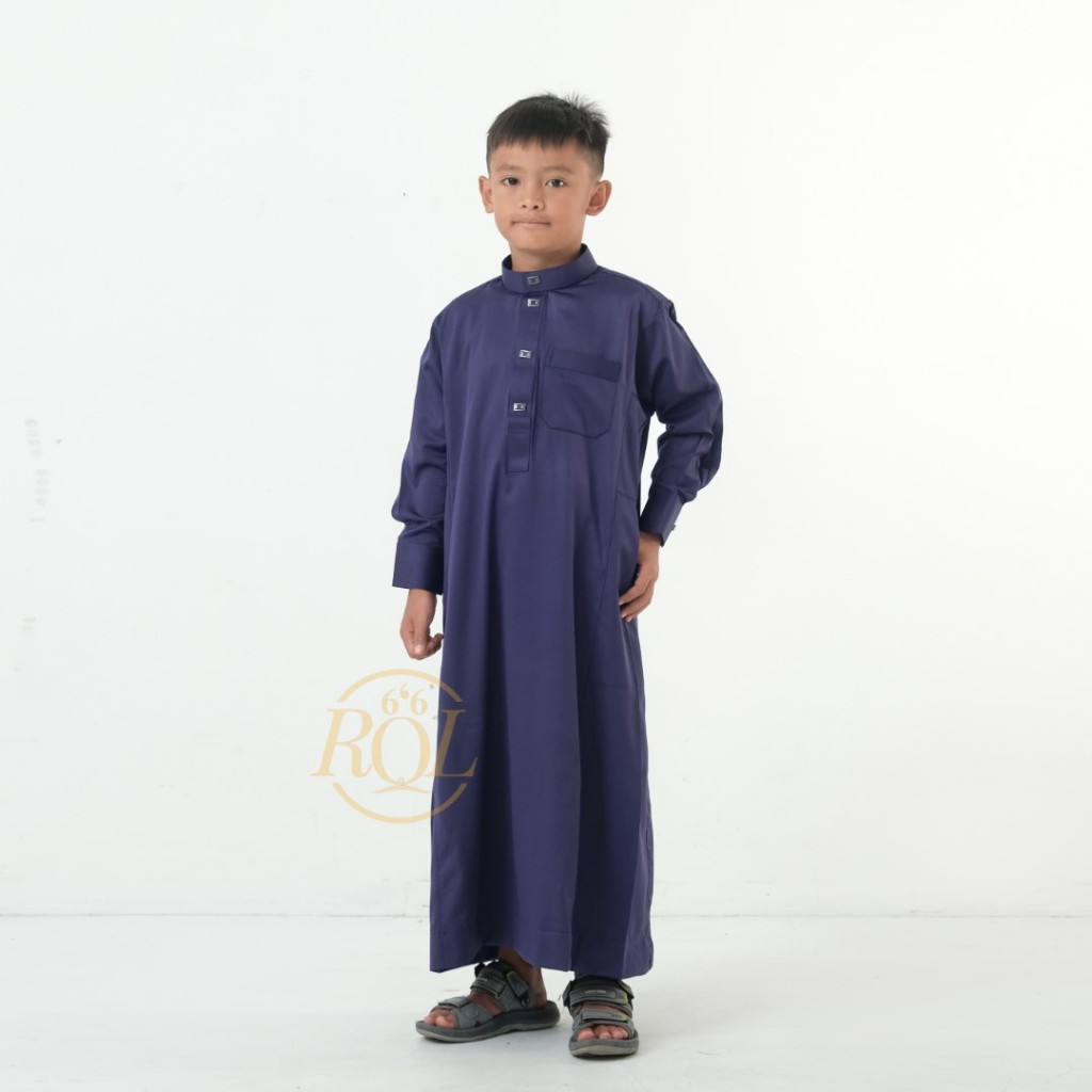 Raqilla - Jubah Adnan Biru Dongker Anak Laki Laki usia 4 - 12 tahun Bahan Tesla Premium | Baju Gamis