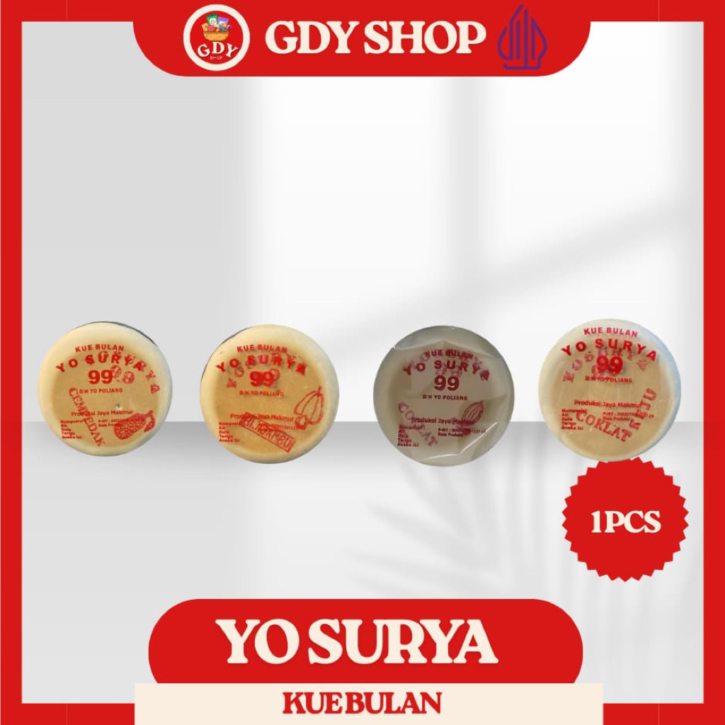 

YO SURYA Kue Bulan – Ukuran besar isi 1 & kecil isi 4. Rasa Durian, Cempedak, Coklat, Keju & lainnya. Legit dan lembut, cocok untuk momen spesial