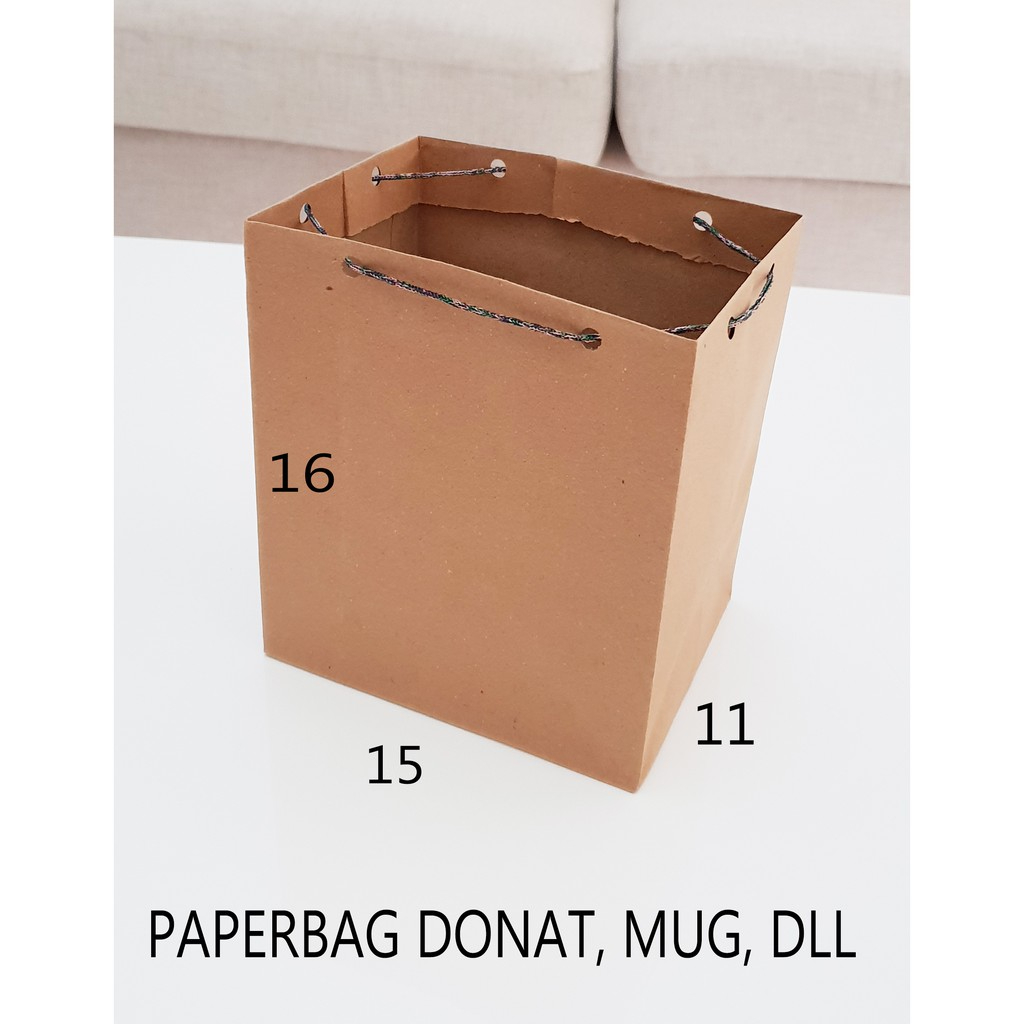 

paper bag polos paperbag coklat ukuran 15 x 16 tas kertas donat mug samson kraft goodie bag souvenir