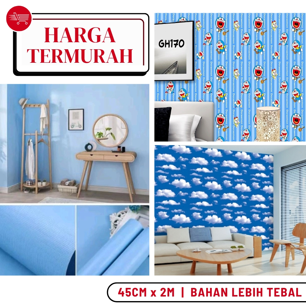 Wallpaper Sticker Dinding Kamar Tidur Anak Karakter Doraemon