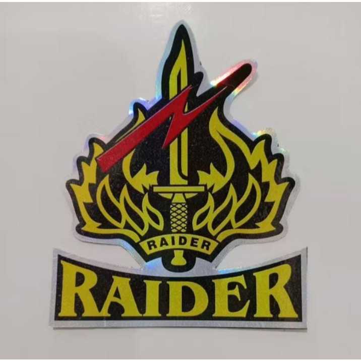 Stiker Unik Hologram Laminasi Glossy Logo RAIDER TNI AD