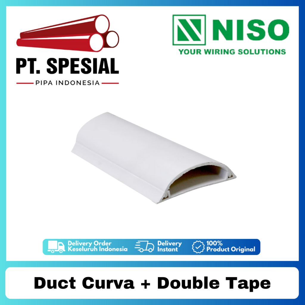 Kabel Duct Niso + Double Tape Niso Ducting Lantai Oval Niso 1M - 05
