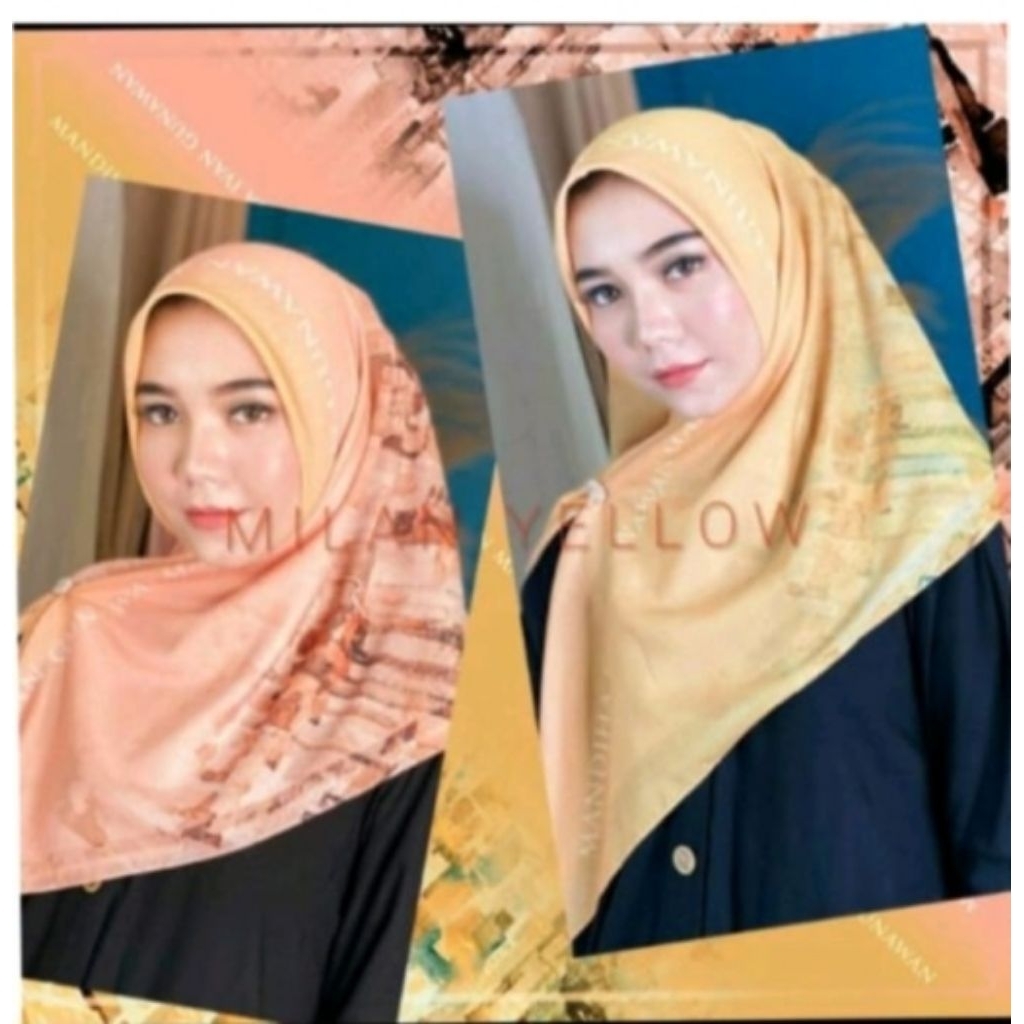 Mandjha Hijab Ivan Gunawan Fashion Original Scarf Milan Peach Kuning