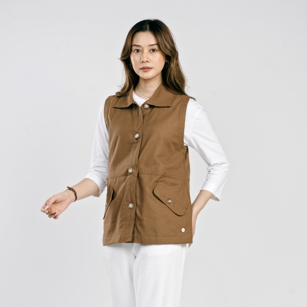 C2 Kuinsy Brown Vest Sleeveless Wanita - Outer Wanita