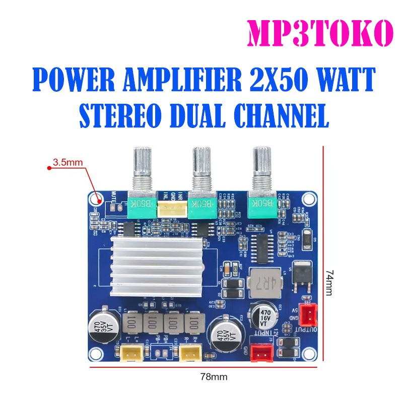VIRE TPA3116D2 Power Amplifier Stereo 2x50W Dual Channel Modul Audio Kelas D