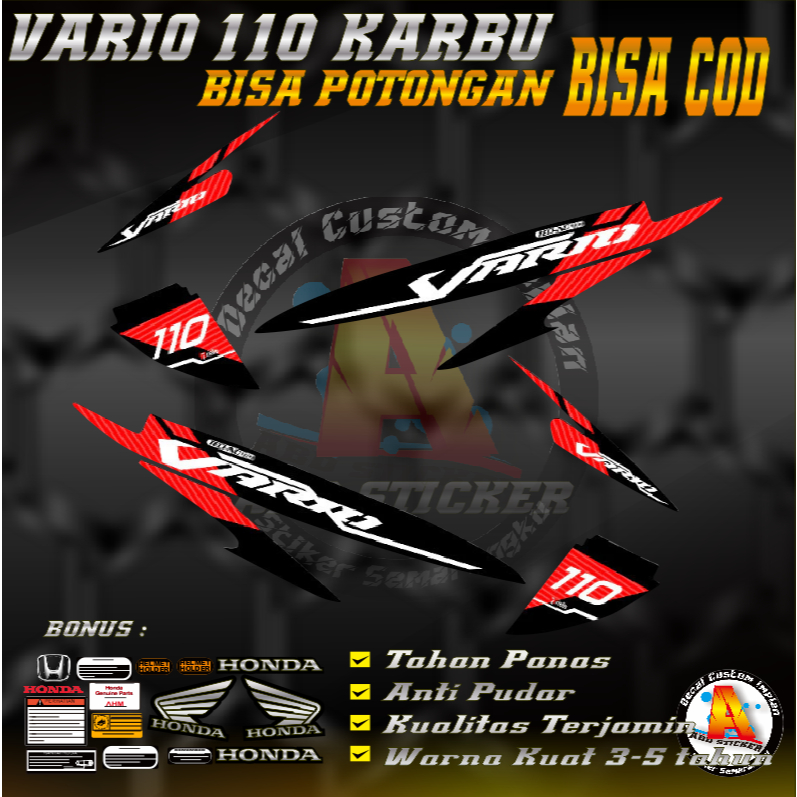 Stiker Decal Motor Yamaha VARIO 110 KARBU - Decal Stiker Variasi VARIO 110 KARBU |KODE A059