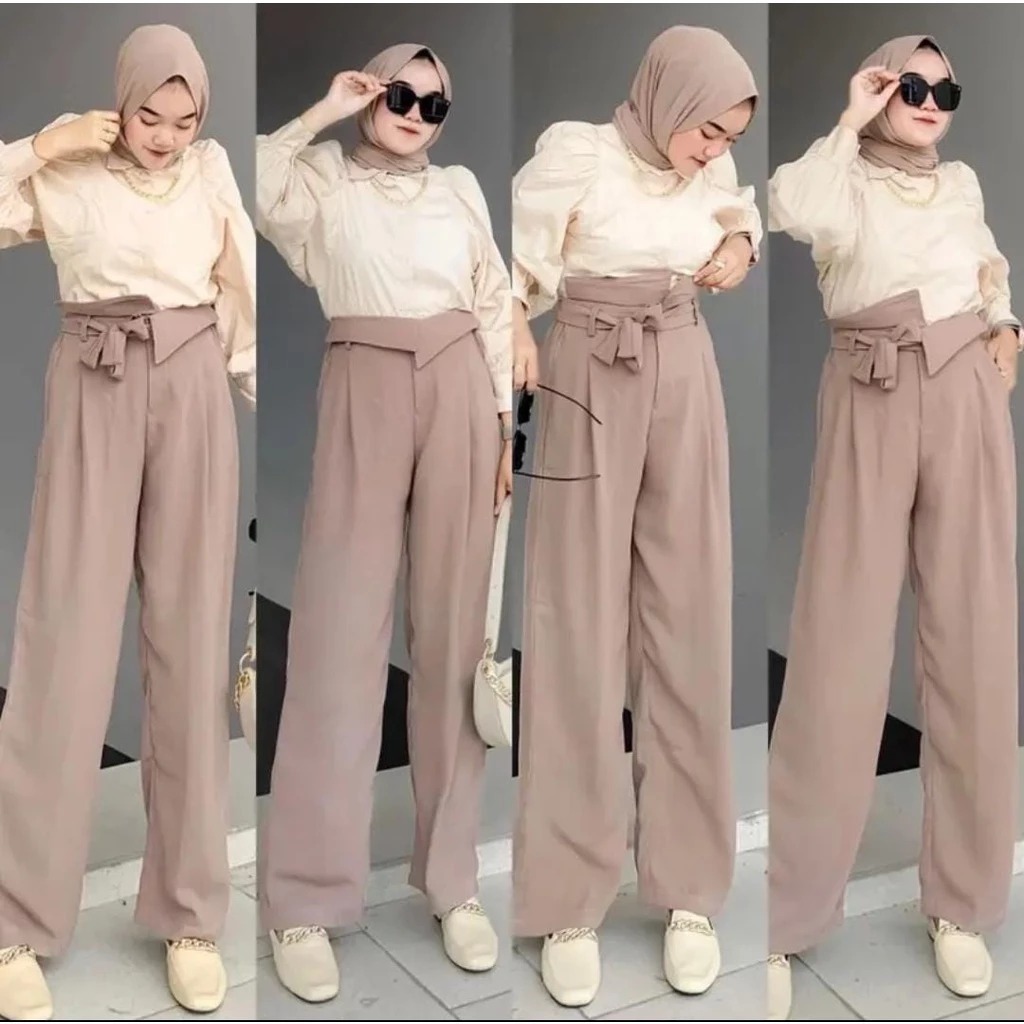 Celana Highwaist Kulot 4 Style Jolly Kulot Premium Crincle Airflow Kekinian