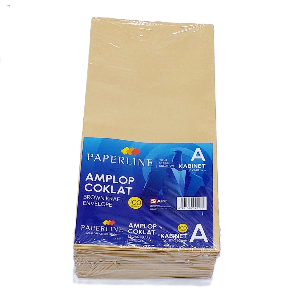 

Amplop Kertas Coklat KRAFT A merk PAPERLINE 11 X 24 Cm isi 100pcs