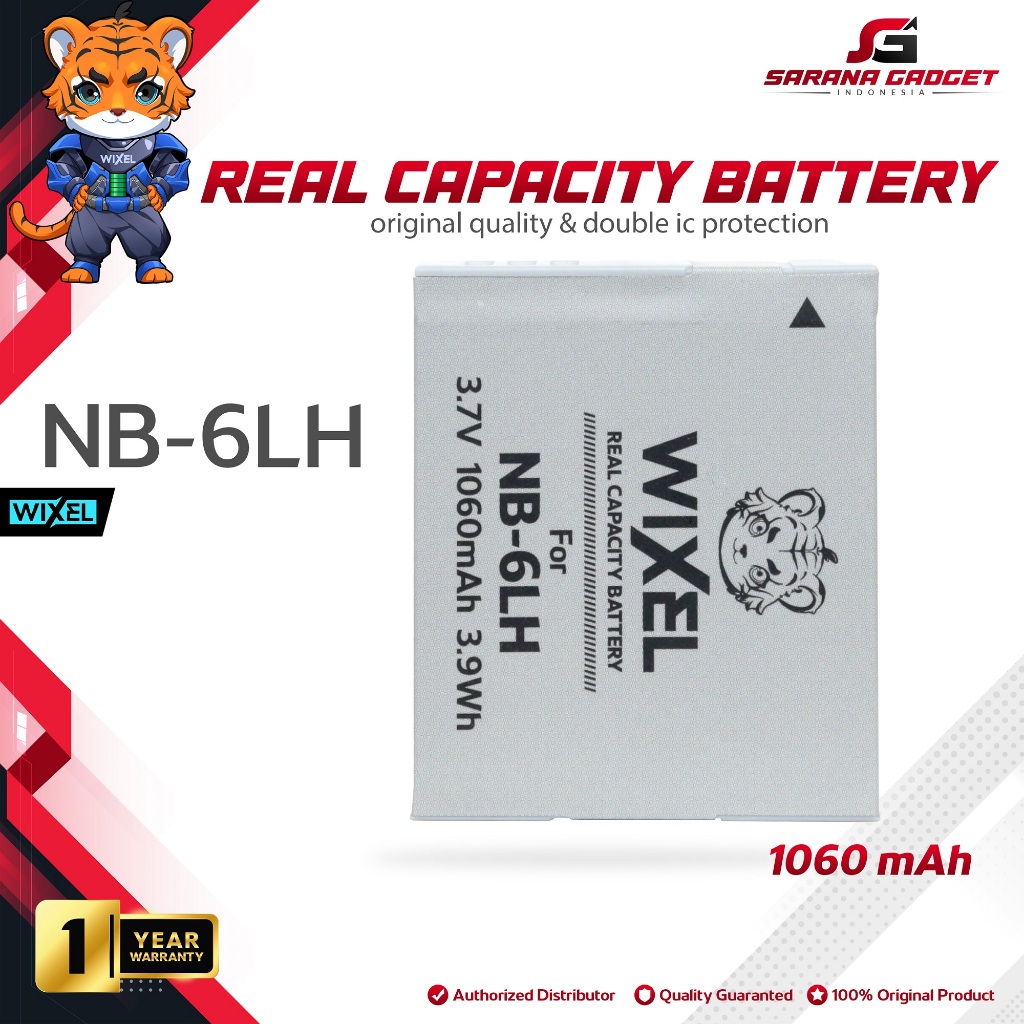 WIXEL Baterai Kamera NB-6LH for Canon PowerShot SX170 IS / SX240 / SX260 HS / SX280 / SX500 / SX510 