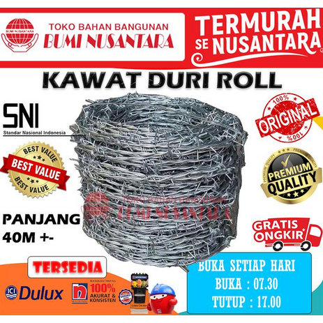 Kawat Duri Pagar Galvanis 4 Kg Rol Pengaman Dinding Tembok / Kawat Duri Pagar