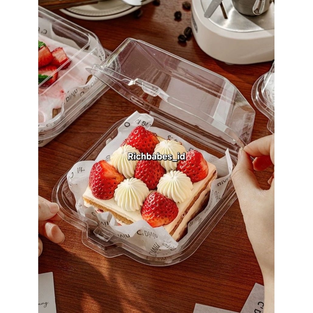 Mika Plastik Bento Cake Transparan Packaging Kue Bening diameter 10cm Box Mini Cake Ultah Dessert Bo
