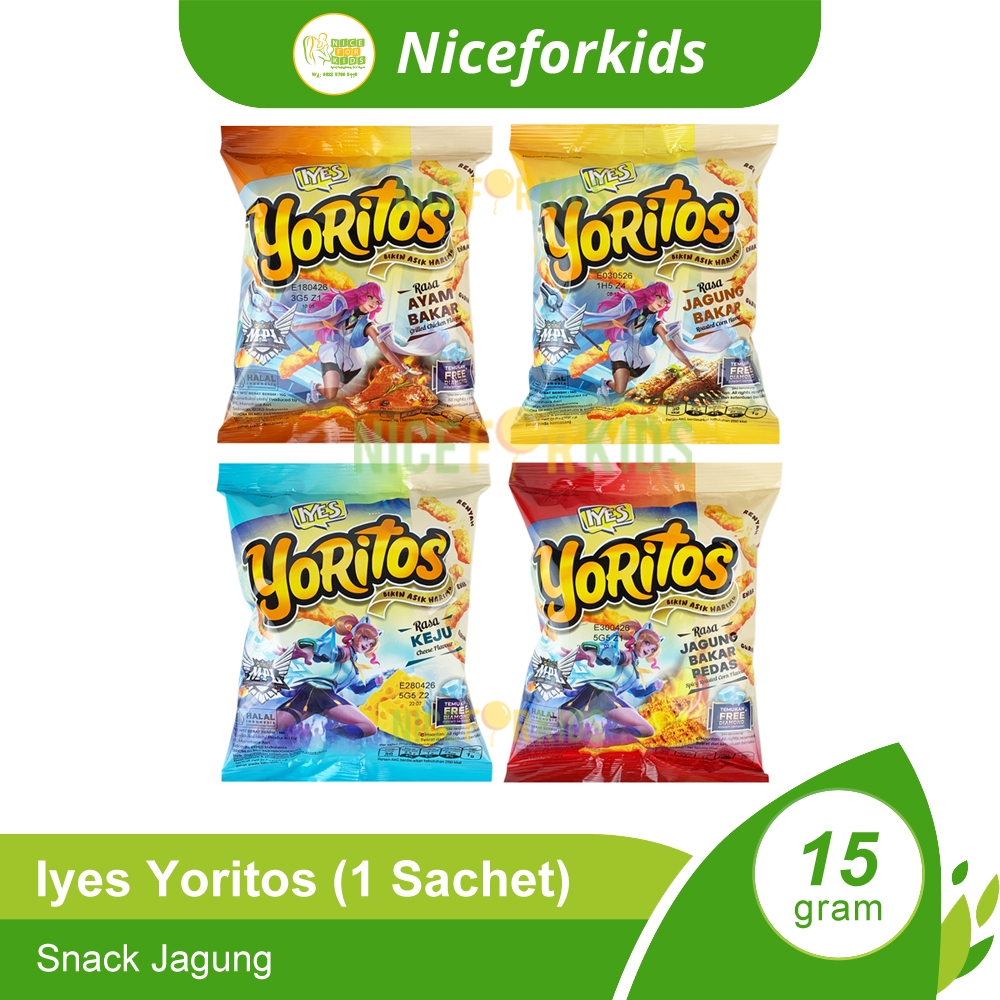 

Yoritos 15gr (1 PCS) / Cemilan Jagung Iyes Renyah