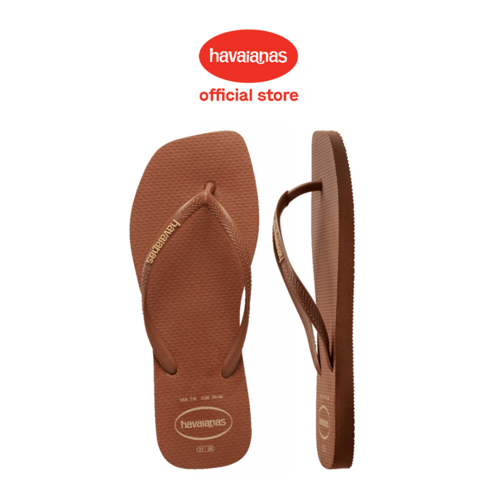 Havaianas Slim Square Logo Popup Rust - Sandal Wanita