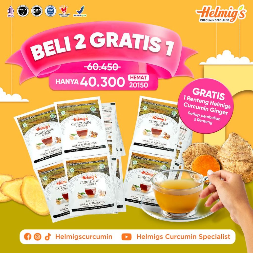 

HELMIG'S PROMO BUY 2 GET 1 Curcumin Ginger Renteng Ekstrak Jahe 30 Sachet (tanpa box)