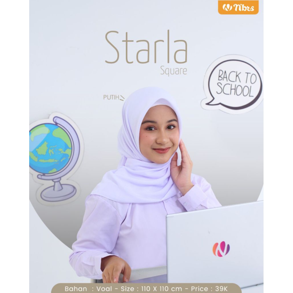 Nibras Hijab Starla Square Putih