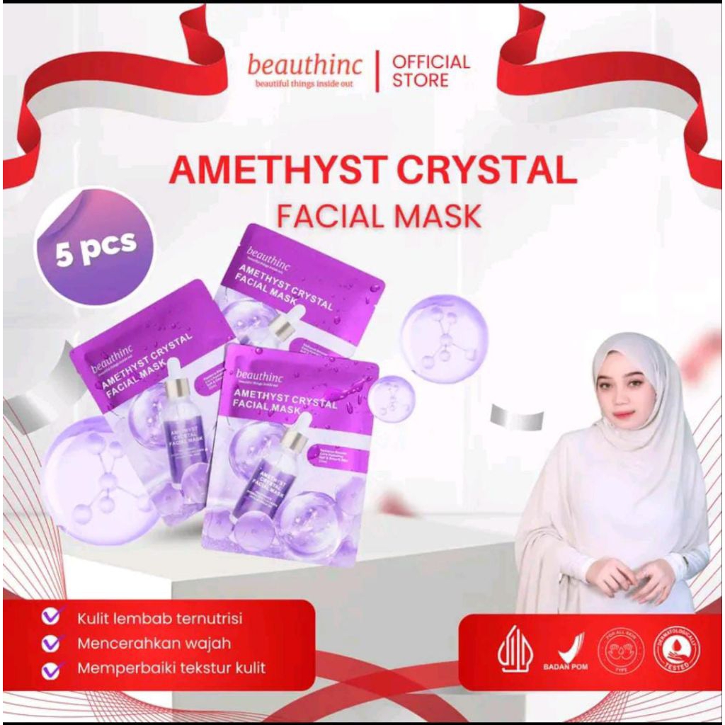 5 PCS AMETHYST CRYSTAL FACIAL MASK ORIGINAL BEAUTHINC