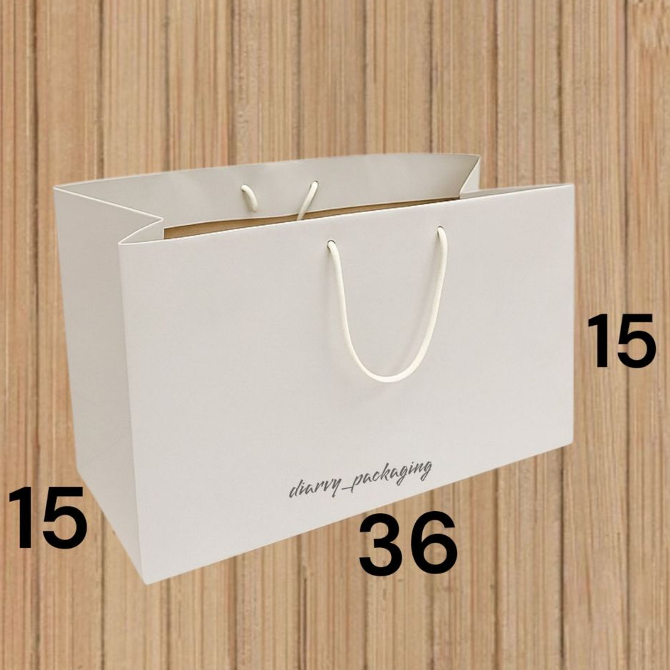 

Paperbag Polos Brownies Large paper bag bolu kraft putih 36x15 tas kertas samson goodie bag Murah