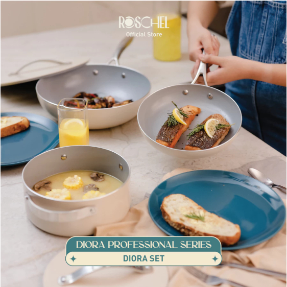 Roschel Diora Professional Series Set (FP 22 cm + Wok Pan 28 cm + Dutch Oven 20 cm)
