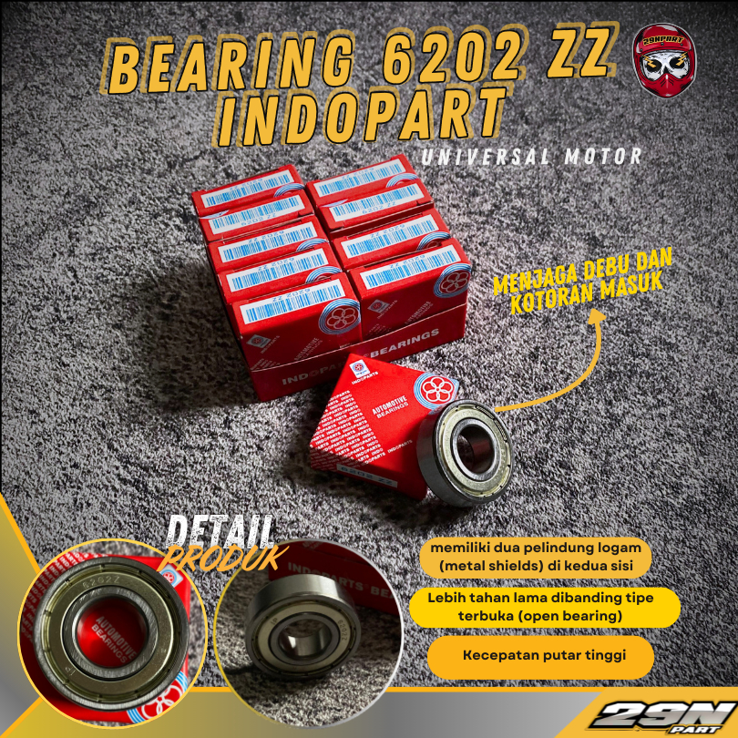 Bearing Laher Roda Depan Belakang 6202 ZZ ORIGINAL INDOPART Motor Yamaha RX KING RXKING RXK Vixion R