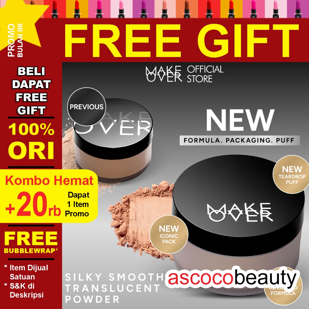 [AMS] MAKE OVER Silky Smooth [ ED 2026 ]  Translucent Powder Bedak Tabur Loose Transparan 35g Makeov