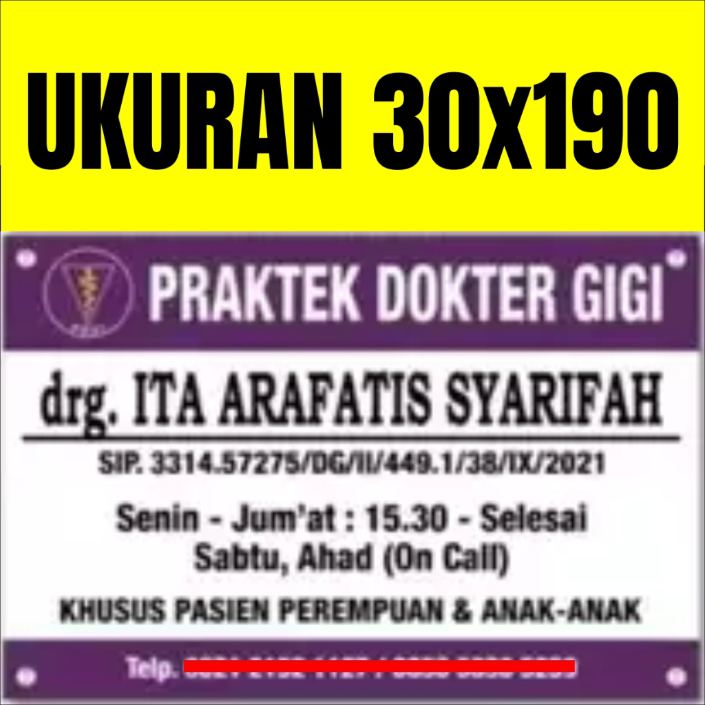 

Papan Nama Acrylic 30x190 Papan Nama Dokter Plang Bidan Praktek Sekolah Sign Label 30*190 Akrilik