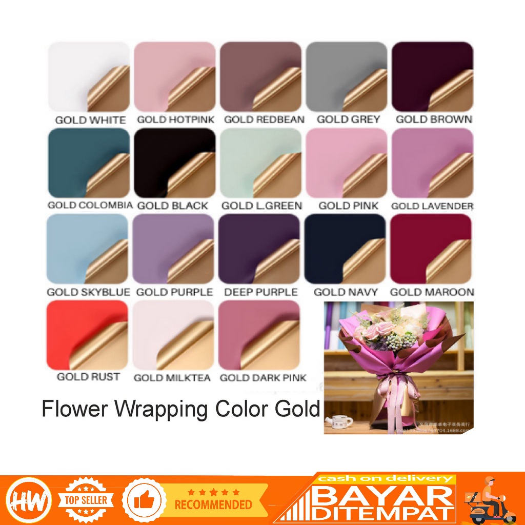 

HaiWai COD Kertas Buket Bunga Florist Flower Wrapping BI Color Gold paper Cellophane Pembungkus Bunga / Kertas Kado KB02 / KB14 / KB19