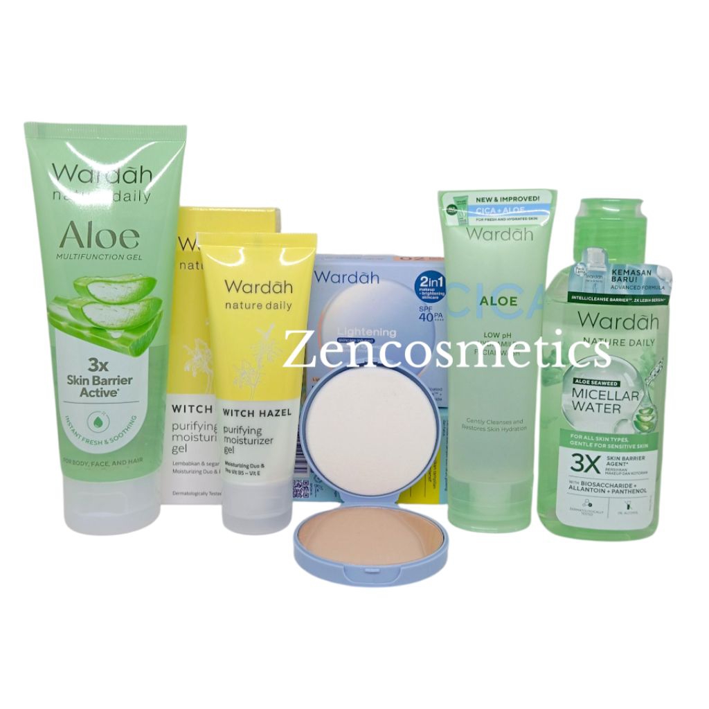 Paket Wardah Nature Daily WARDAH Nature Daily Aloe Vera Hydramild SERIES Facial Wash / Multifunction