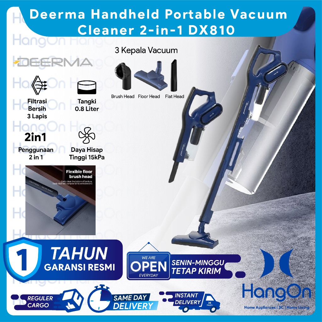 Deerma DX810 Handheld Portable Vacuum Cleaner 2-in-1 Penyedot / Sedot Debu 15Kpa Peralatan Perawatan