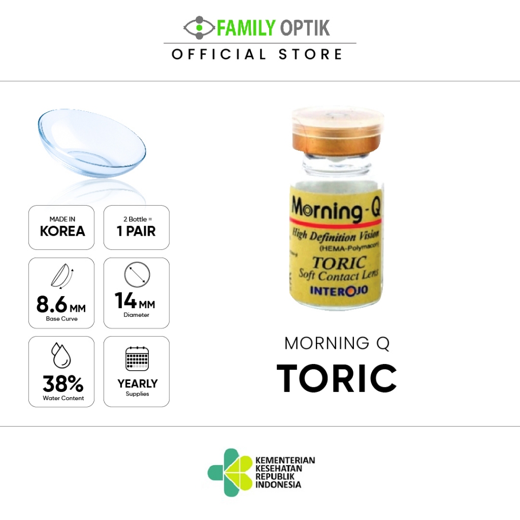 Morning - Q Toric Astigmatism Yearly Softlens Bening Minus Silinder Soflens Clear Soplen Tahunan Sof