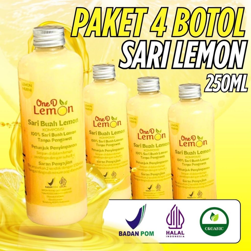 

SUPER HEMAT! OneD Lemon - Sari Lemon Paket Hemat 4 Botol 250ML Tanpa Pengawet BPOM Halal Fresh