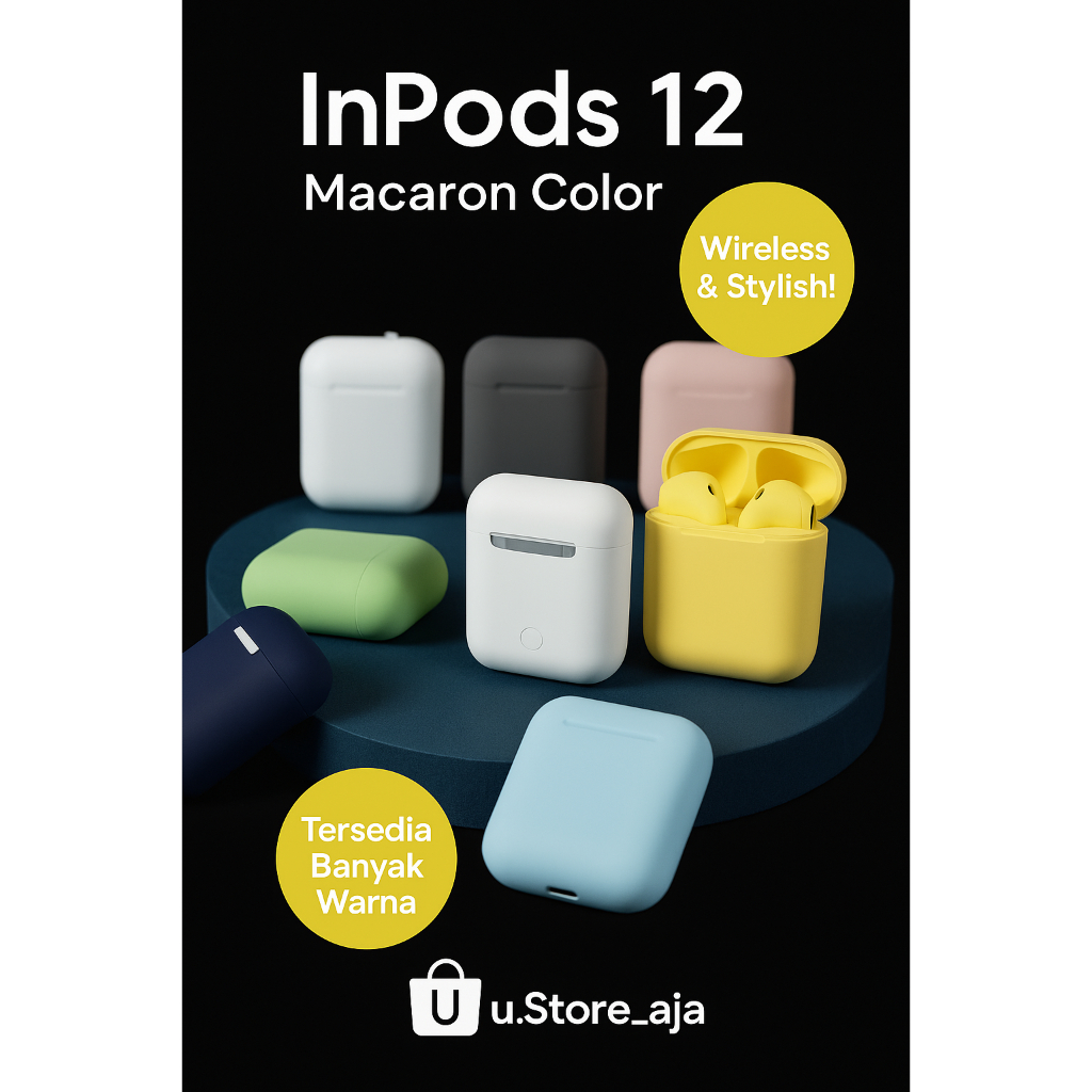 Headset Earphone bluetooth wireless tws i12 inpods 12 macaron color earphone V5.0 handsfree BT5.0