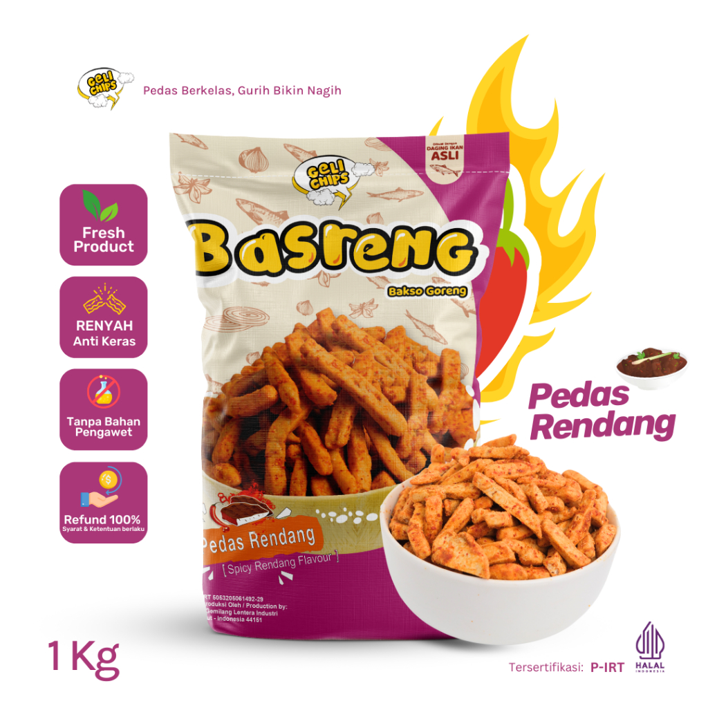 

GELICHIPS - 1 Kg Bakso Goreng (BASRENG) Rendang Pedas Gurih Renyah
