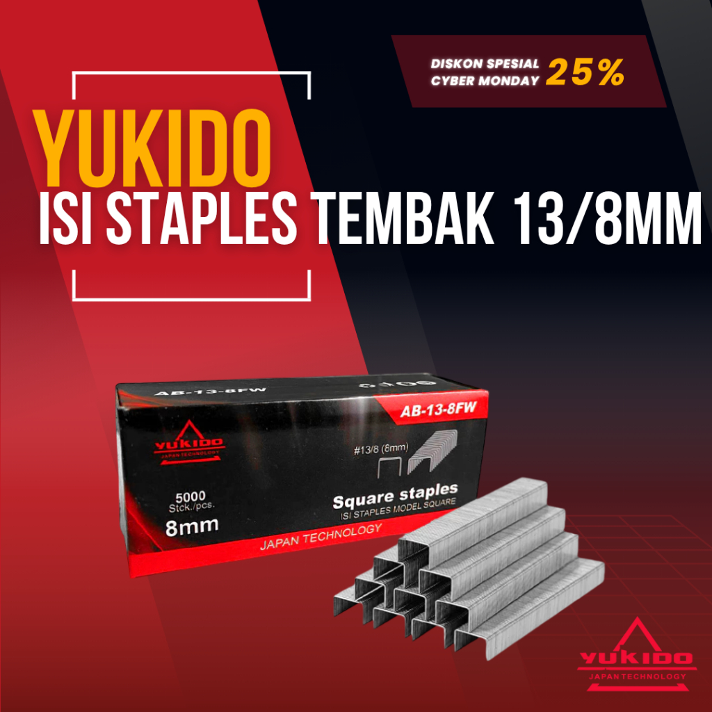 

YUKIDO Isi Staples 5.000Pcs Model Kotak Ukuran 13/8MM - AB13-8Fw