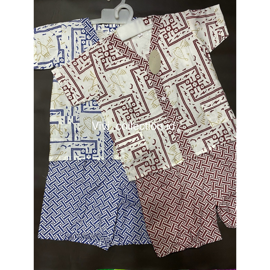 Piyama batik anak cowok 1-8 tahun,piyama bahan katun rayon,setelan anak cowok lengan pendek,baju tid