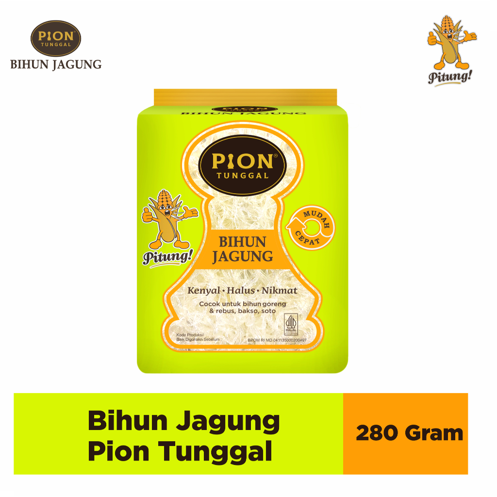

BIHUN JAGUNG PION TUNGGAL HIJAU 280 GRAM