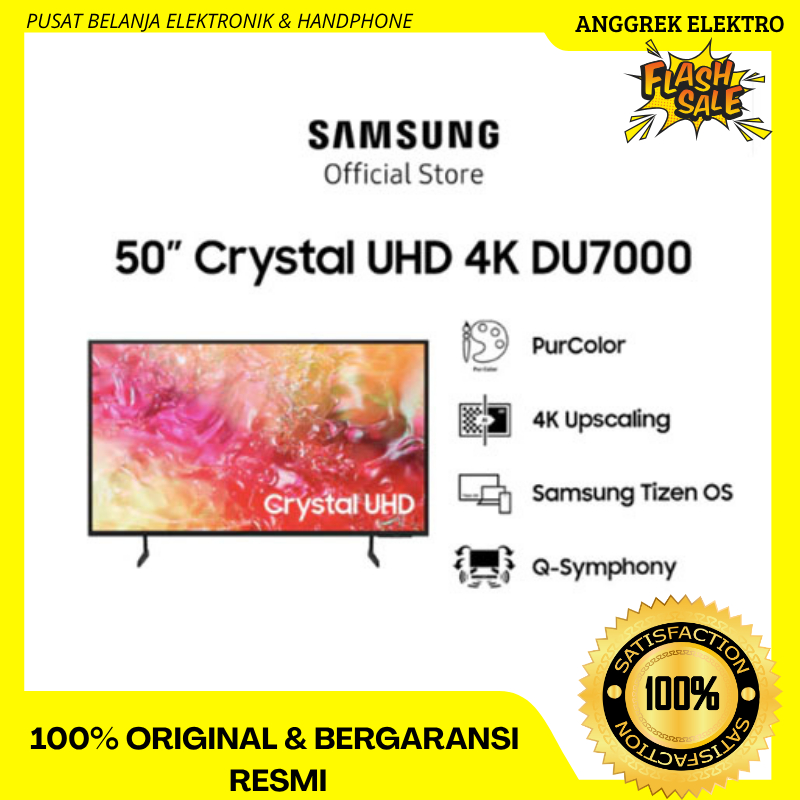 SAMSUNG 50DU7000 / UA50DU7000 4K SMART TV 50 inch 2024 series GARASI RESMI FREE ONGKIR BANDAR LAMPUN
